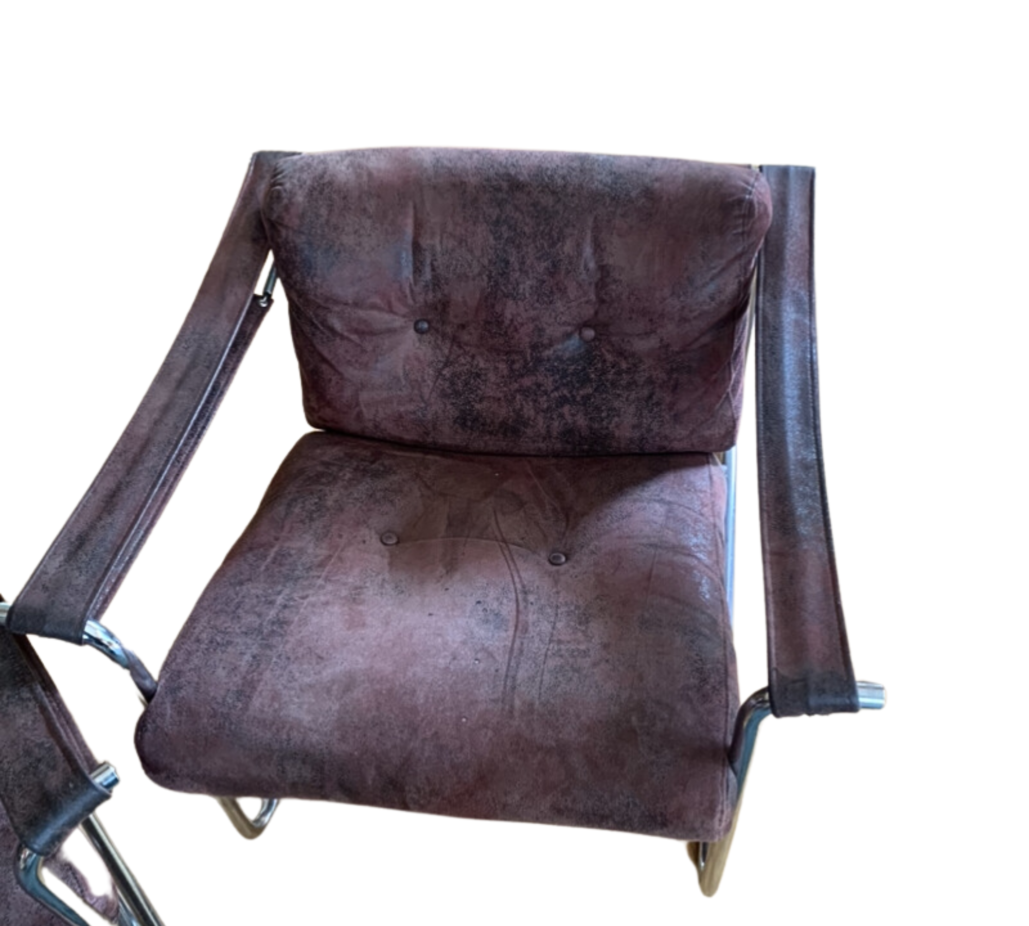 2x Sessel Stahl Leder Braun  3