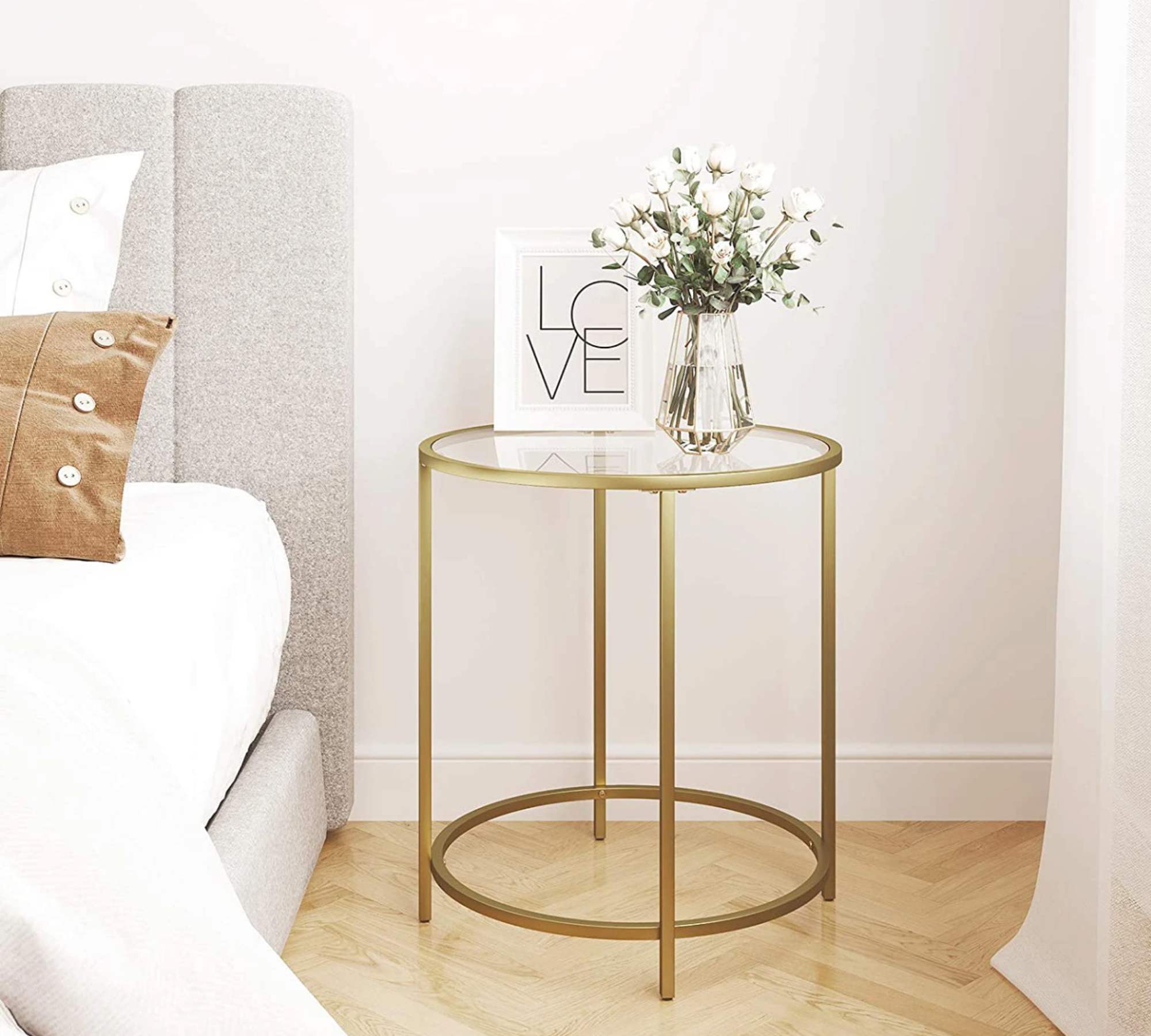 Beistelltisch Glas Metall Gold 3