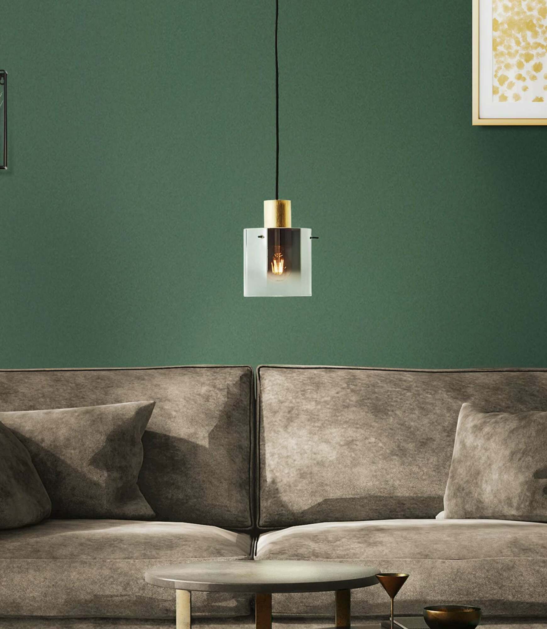 Pendant lamp 1-light smoked glass aluminum 0