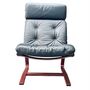 Vintage Sessel Leder Holz Dunkelgrün 6