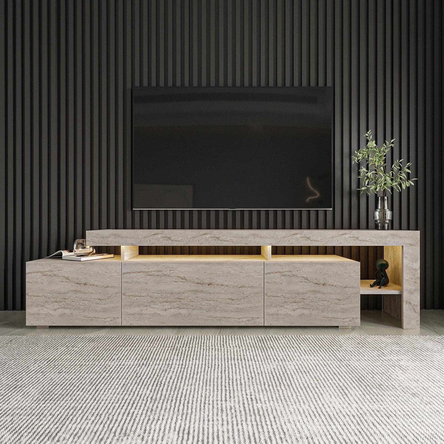 Beliz Lowboard Wood Veneer Travertine 0