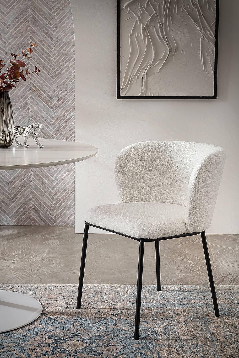 Chair Grotai Bouclé Set of 2 White Black 2
