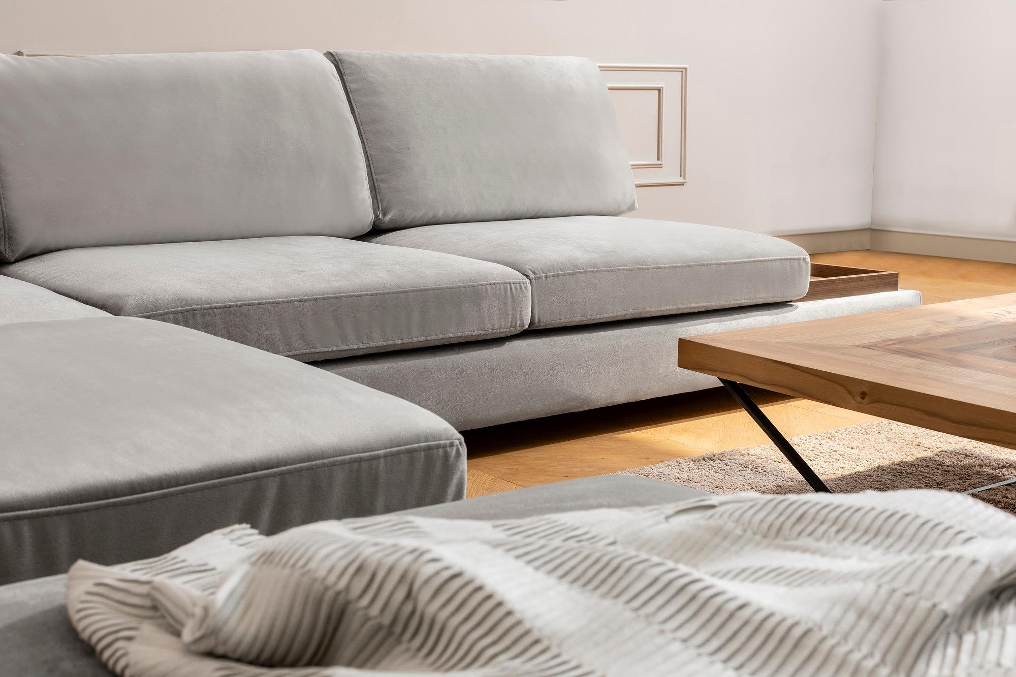 Tulip Ecksofa Links mit Hocker Hellgrau 5