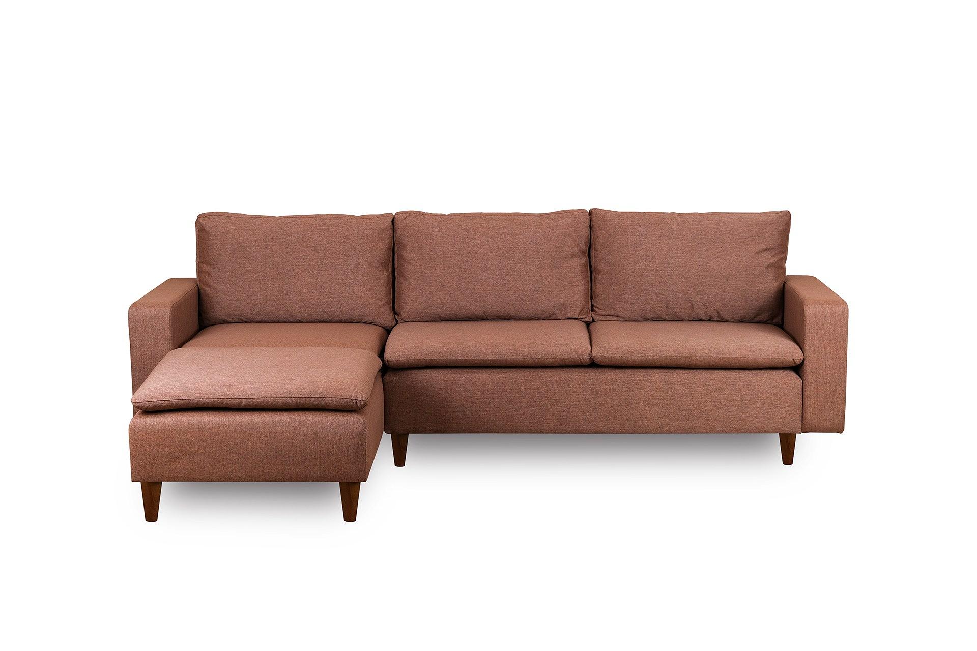 Long corner sofa, light brown 6