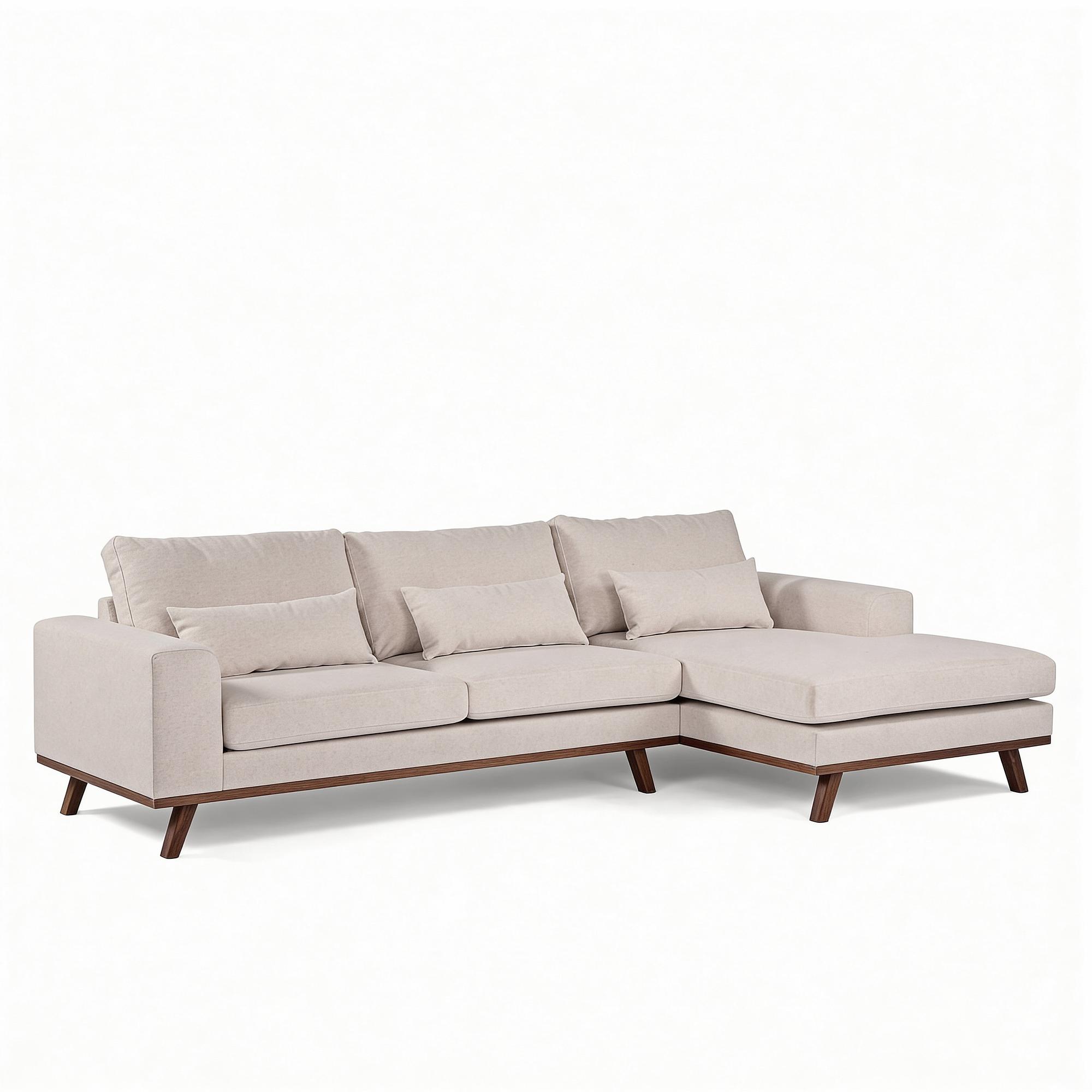 Ecksofa Japandi 3-Sitzer Rechts Beige 5