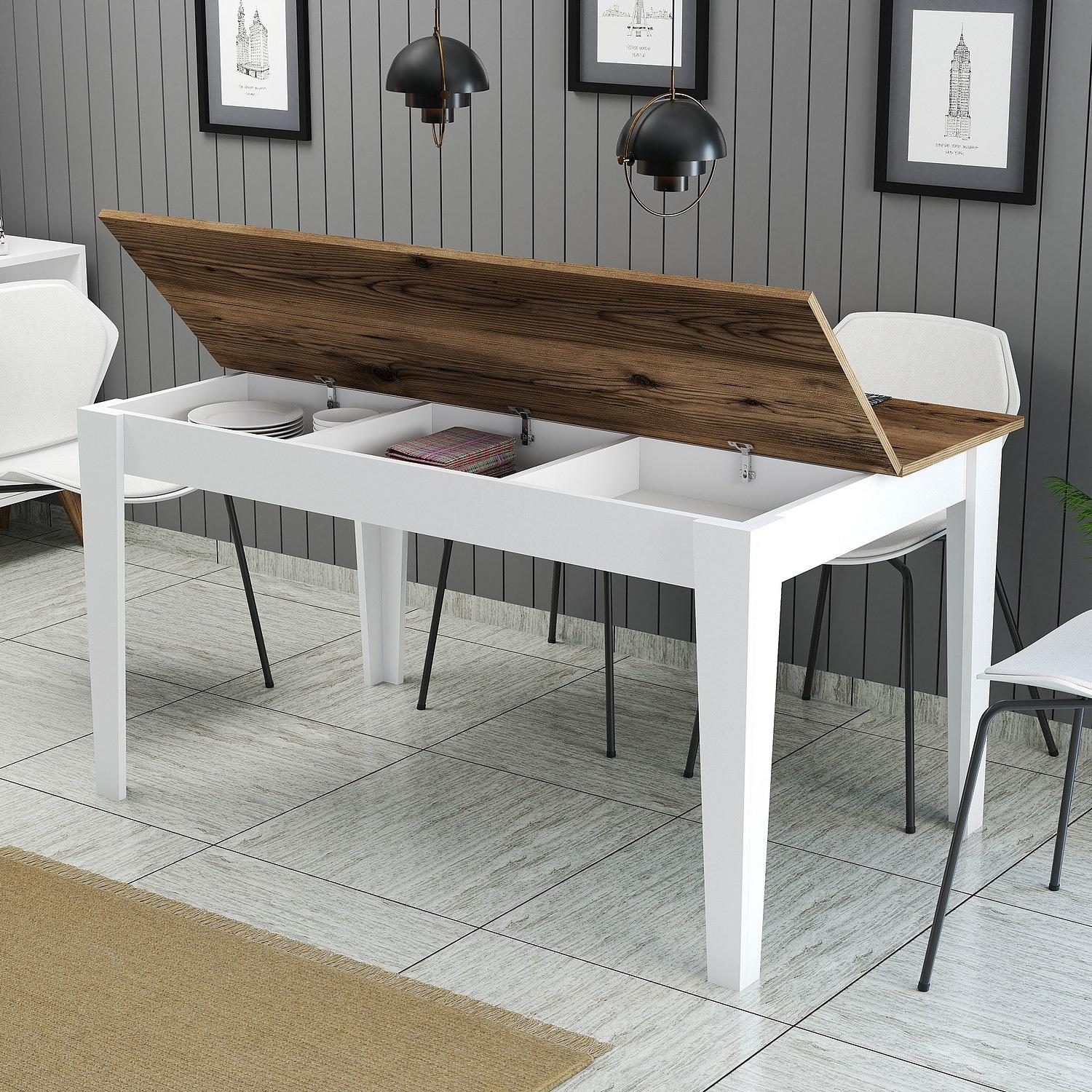 Milan Dining Table Walnut Brown White 145cm x 75cm 2