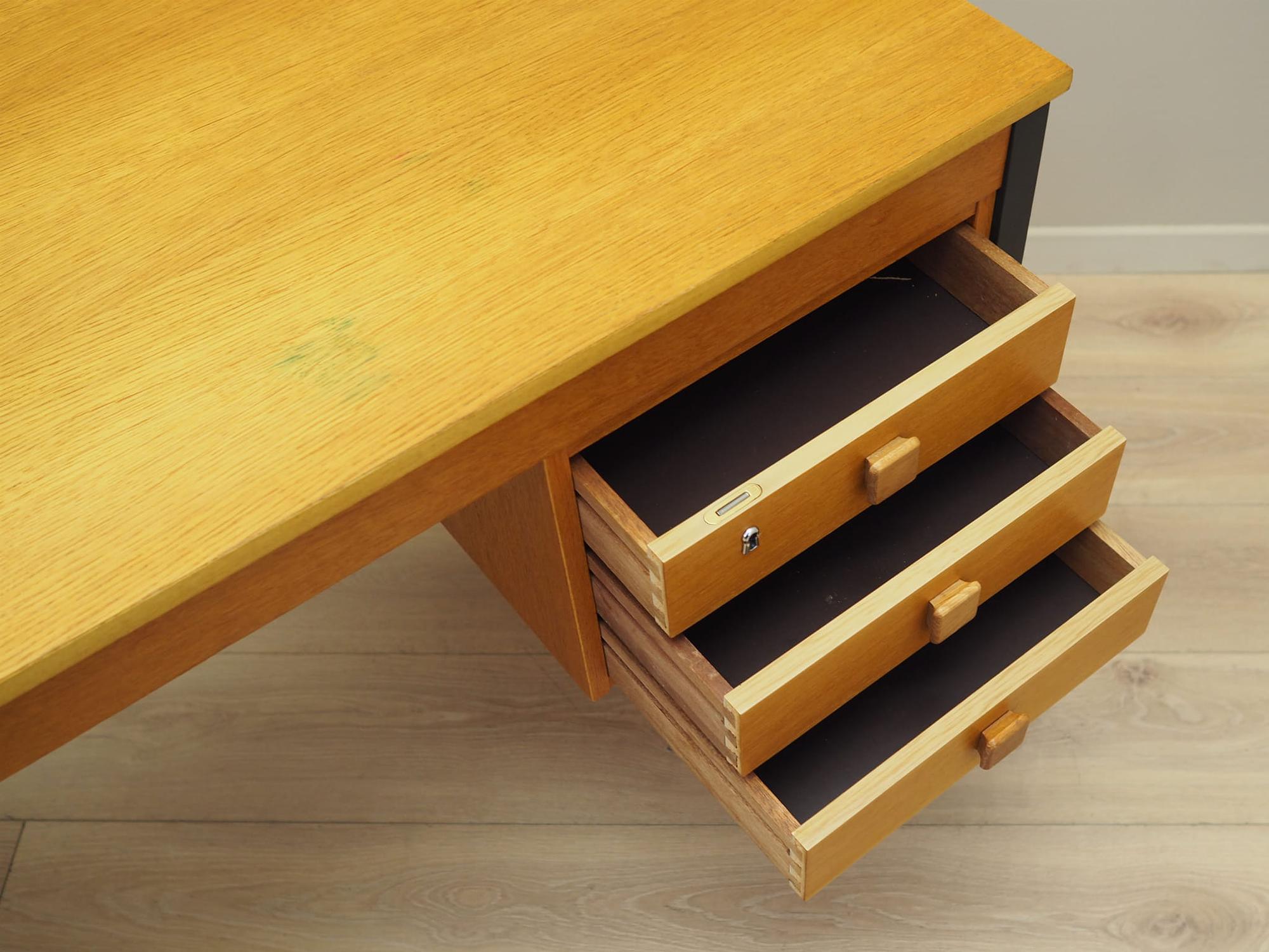 Vintage Desk Ash Wood Brown 1970s 11