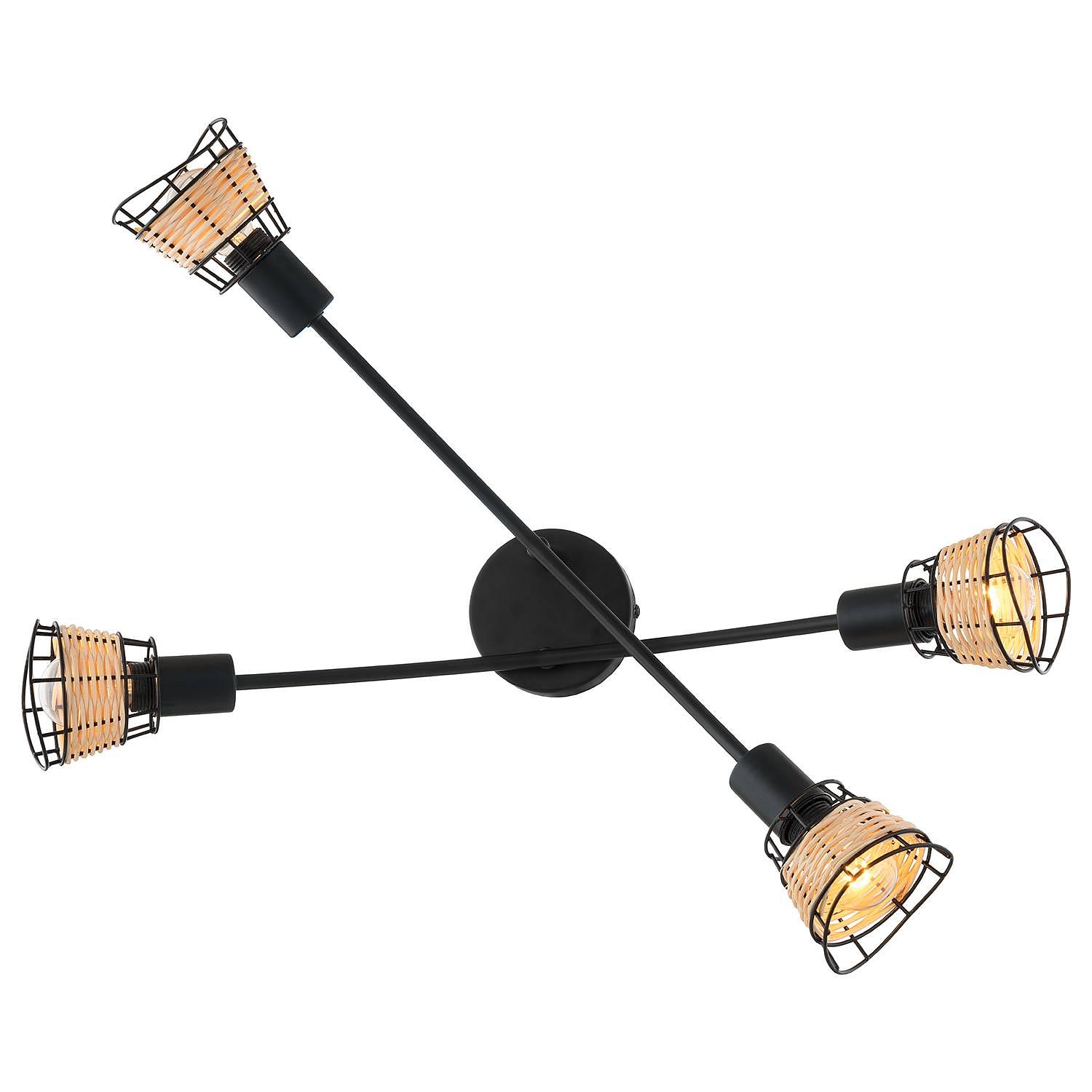 Lendum III Ceiling light Iron Rattan 4-light 3