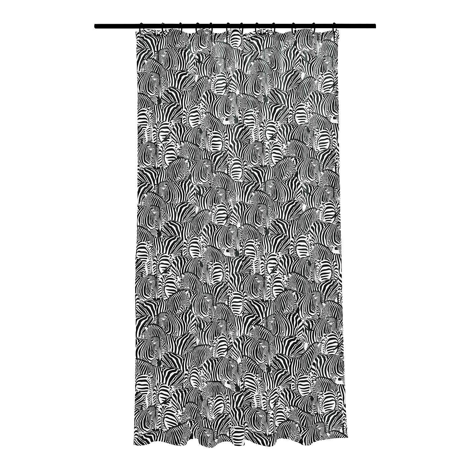 Duschvorhang Zebra Polyester Schwarz / Weiß 0