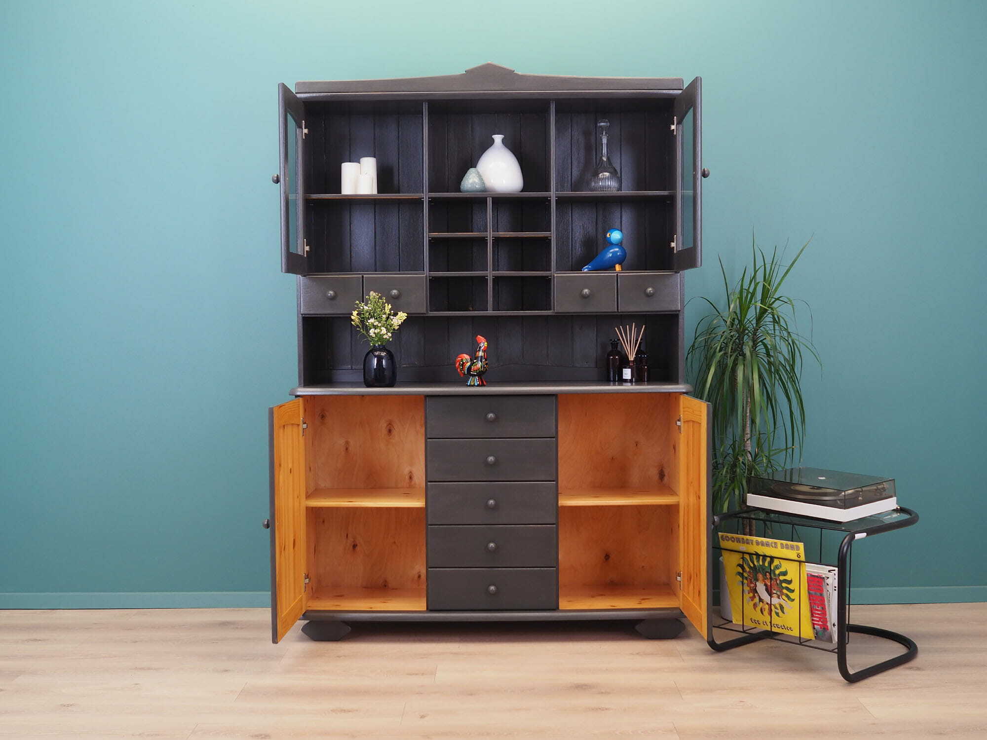 Vintage cabinet Pine grey 1980s 2