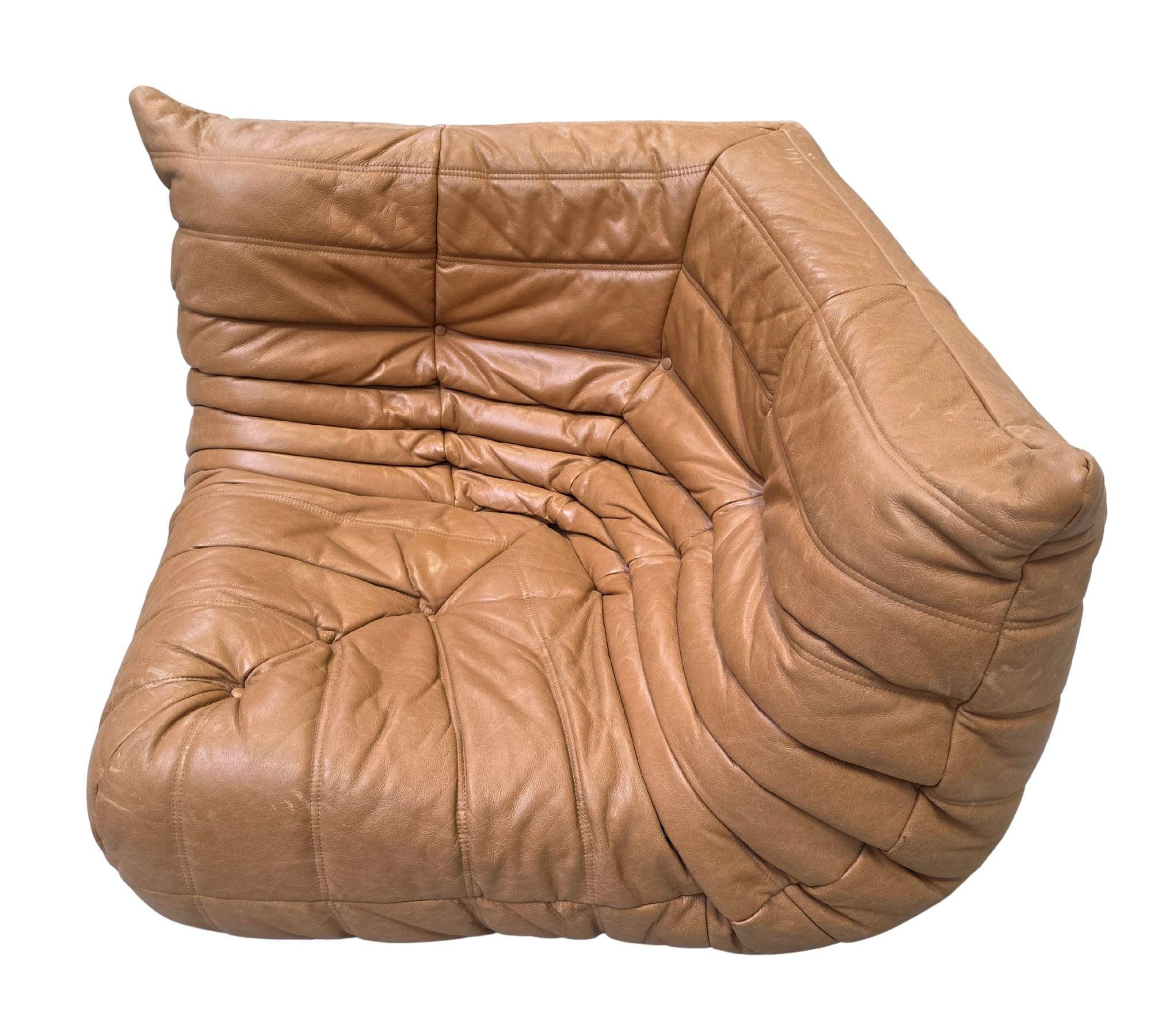 Togo Ecksofa Pull-Up-Leder Kamelbraun 5