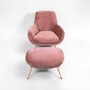 Moby Sessel und Hocker Chrom Samt Rosa 3