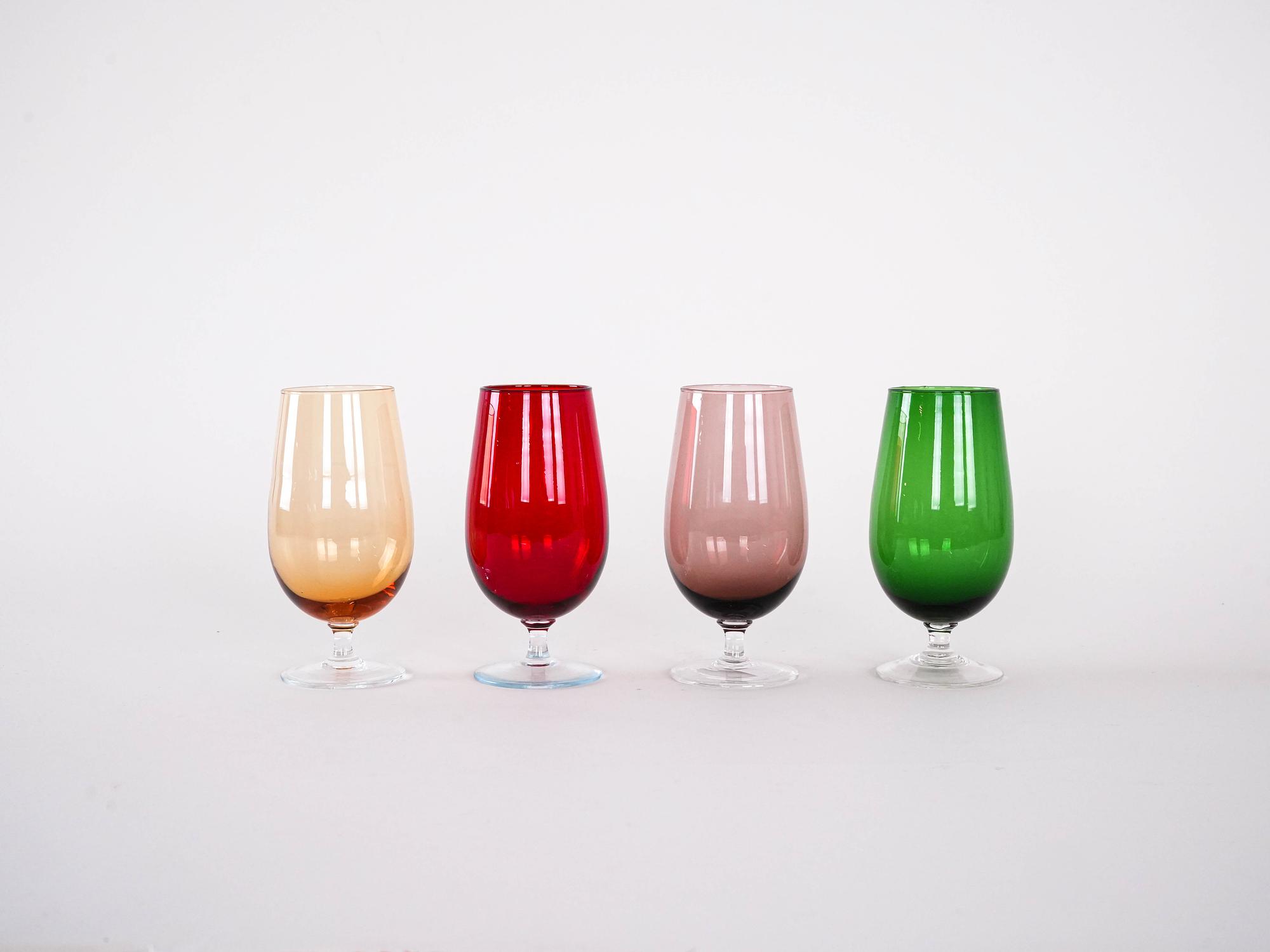 Glass Set Multicolored 1970s 2