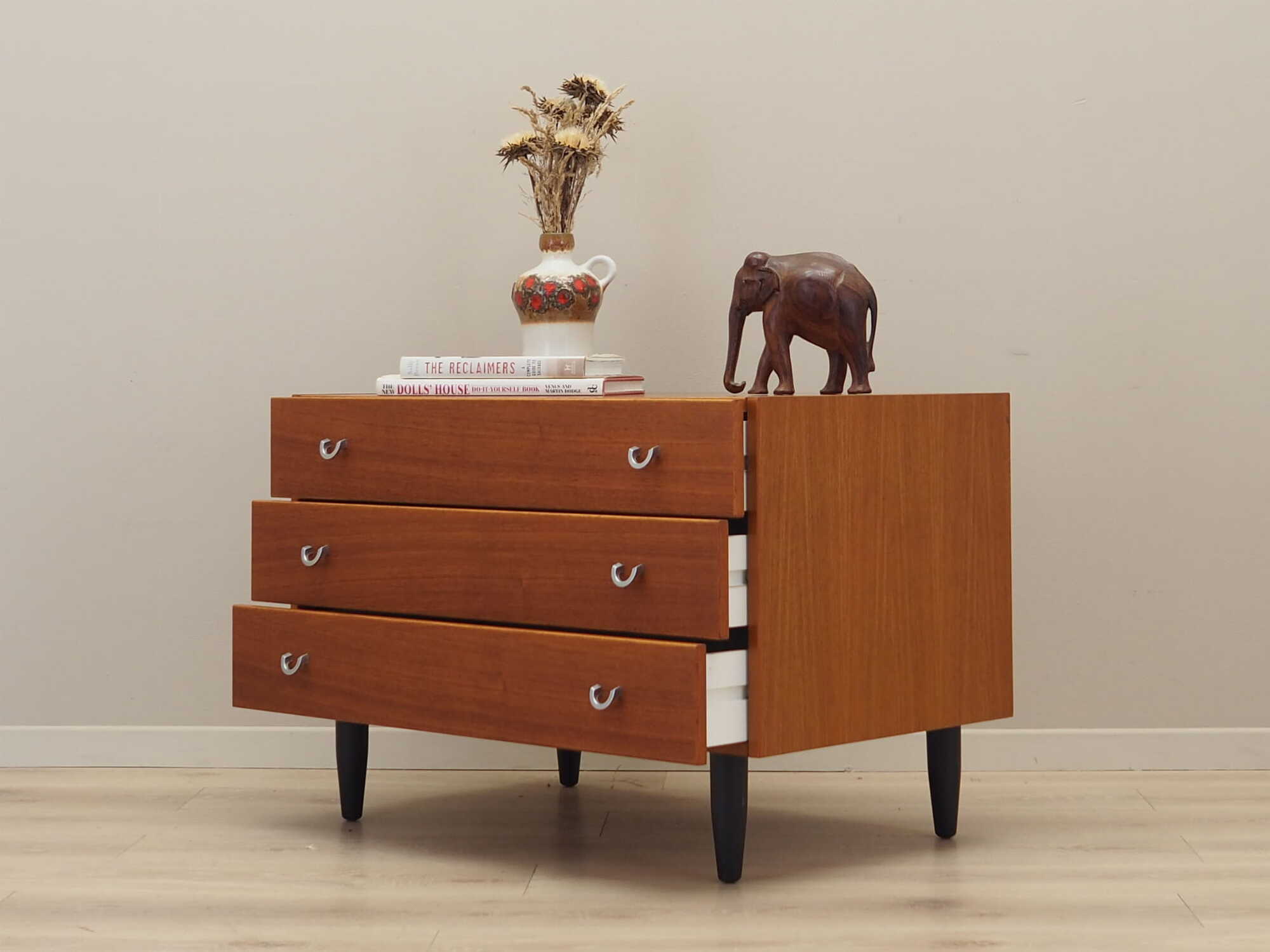 Vintage Kommode Teakholz Braun 1970er Jahre 3