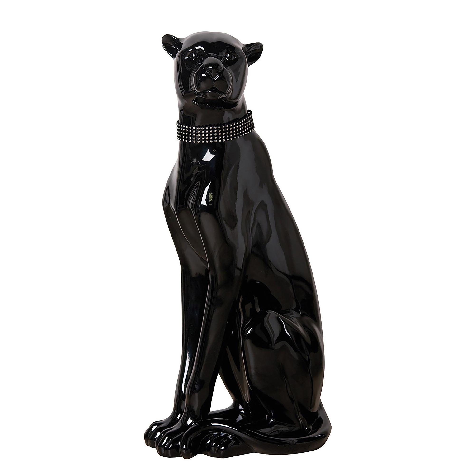 Figure Panther Black Polyresin 23x60x32cm 1
