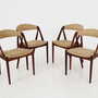4x Vintage Stuhl Teakholz Textil Beige 1970er Jahre 2