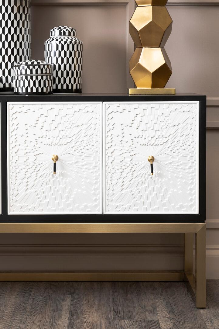 Marlo Piccola Scatola in Ceramica con Stampa Geometrica Nero Bianco 5