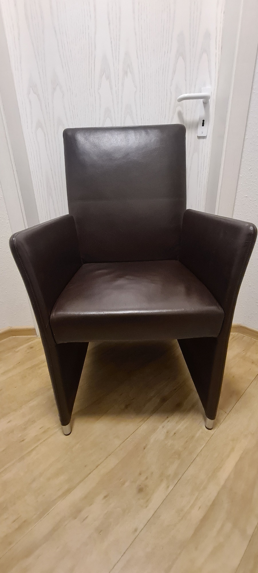 8x Jason 1420 Esszimmerstuhl Leder Metall Braun 1