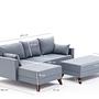 Bella Sofa Récamiere Links mit Hocker Blau 8