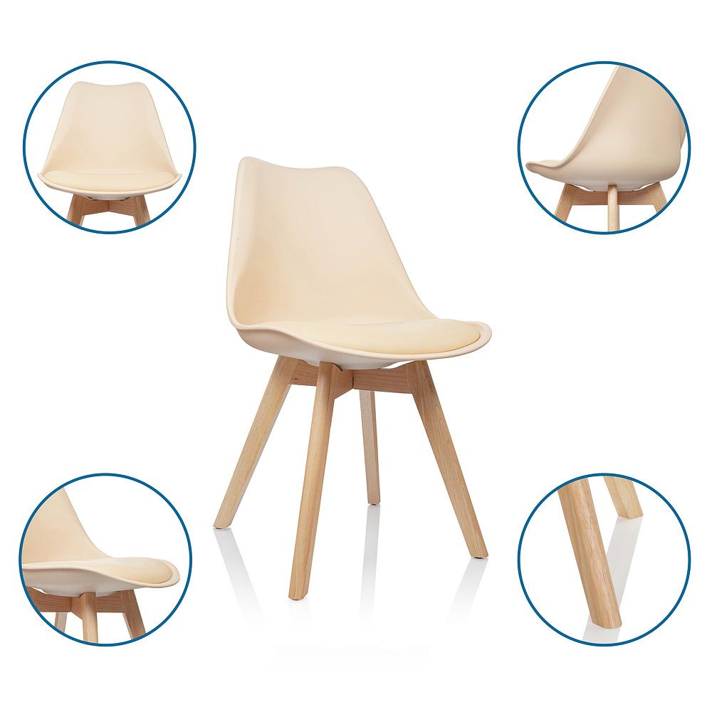 SCANDI 4er Set Esszimmerstühle Kunststoff Beige 1