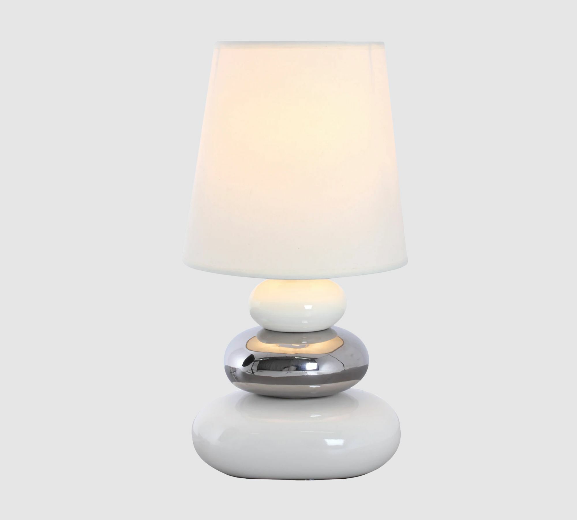 1-Flammige Tischleuchte Baumwollstoff Keramik Weiß 0