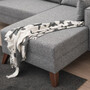 Schlafsofa Récamiere Rechts & Hocker Polyester Holz Grau 4