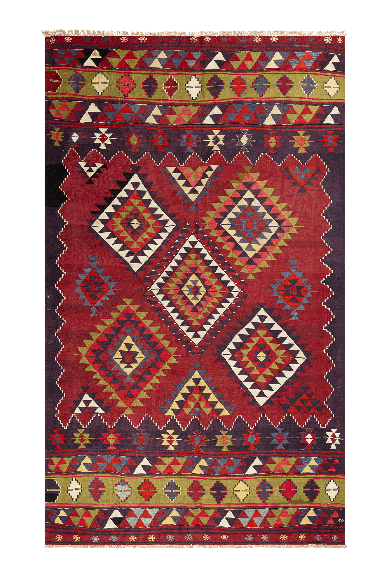 Vintage Kilim Teppich Wolle Mehrfarbig 0