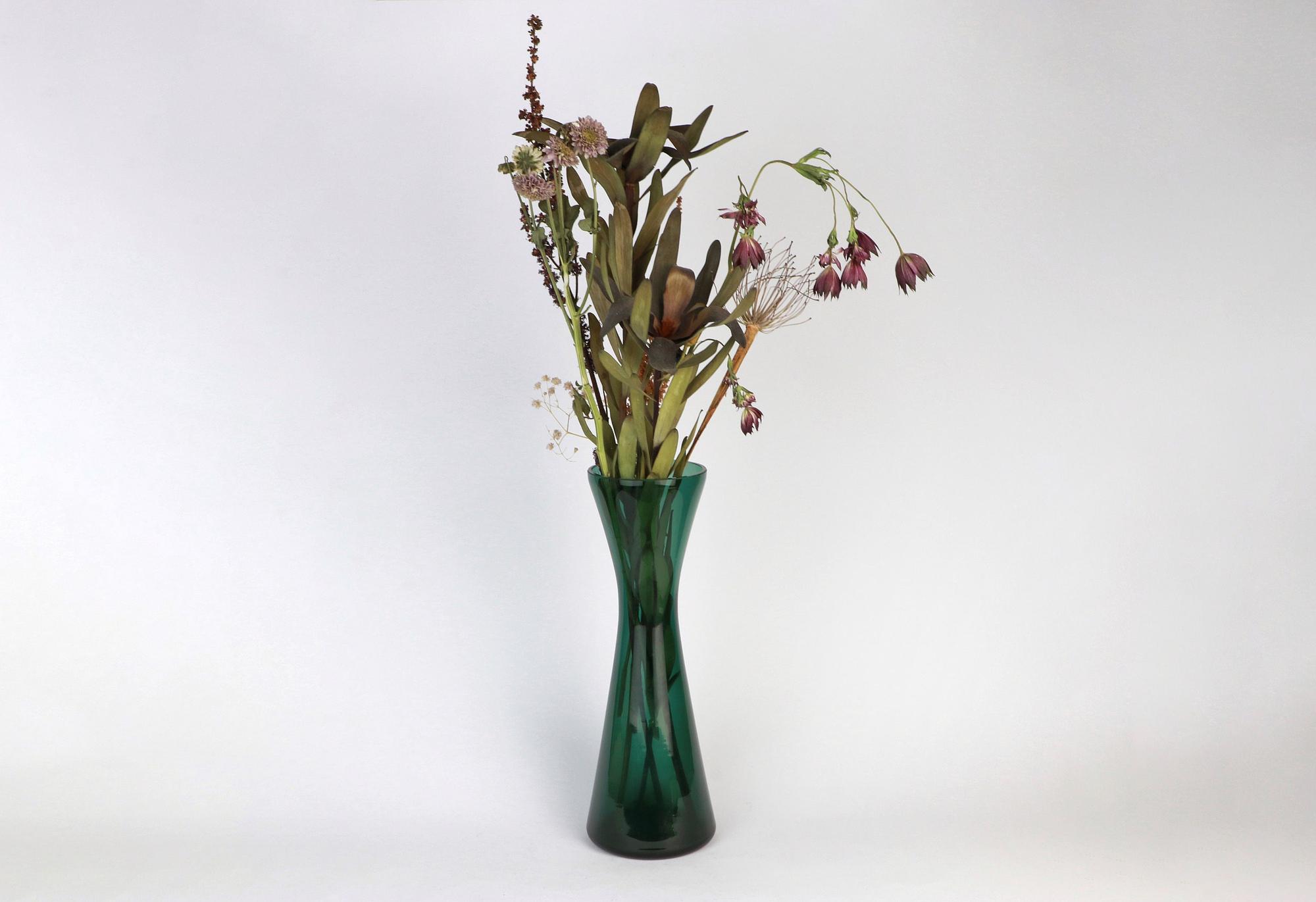 Vintage Vase Glas Grün 1960er Jahre 0