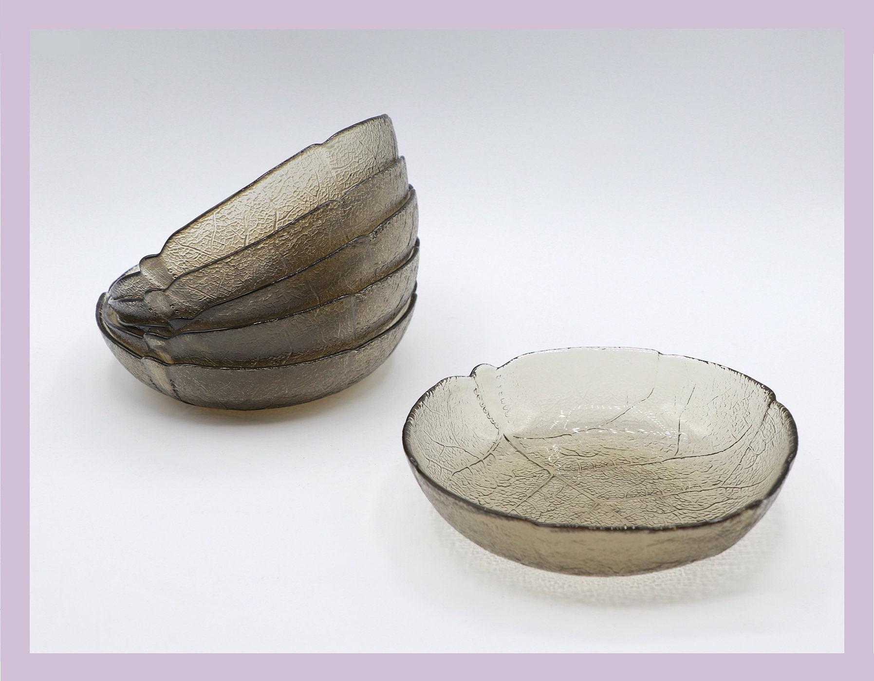 6x Vintage bowl smoked glass 1980s 2