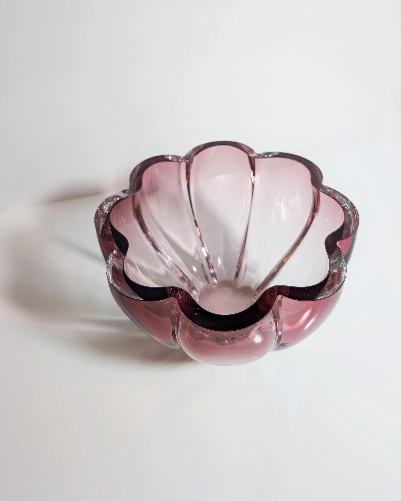 Vintage bowl crystal magenta 1980s 2