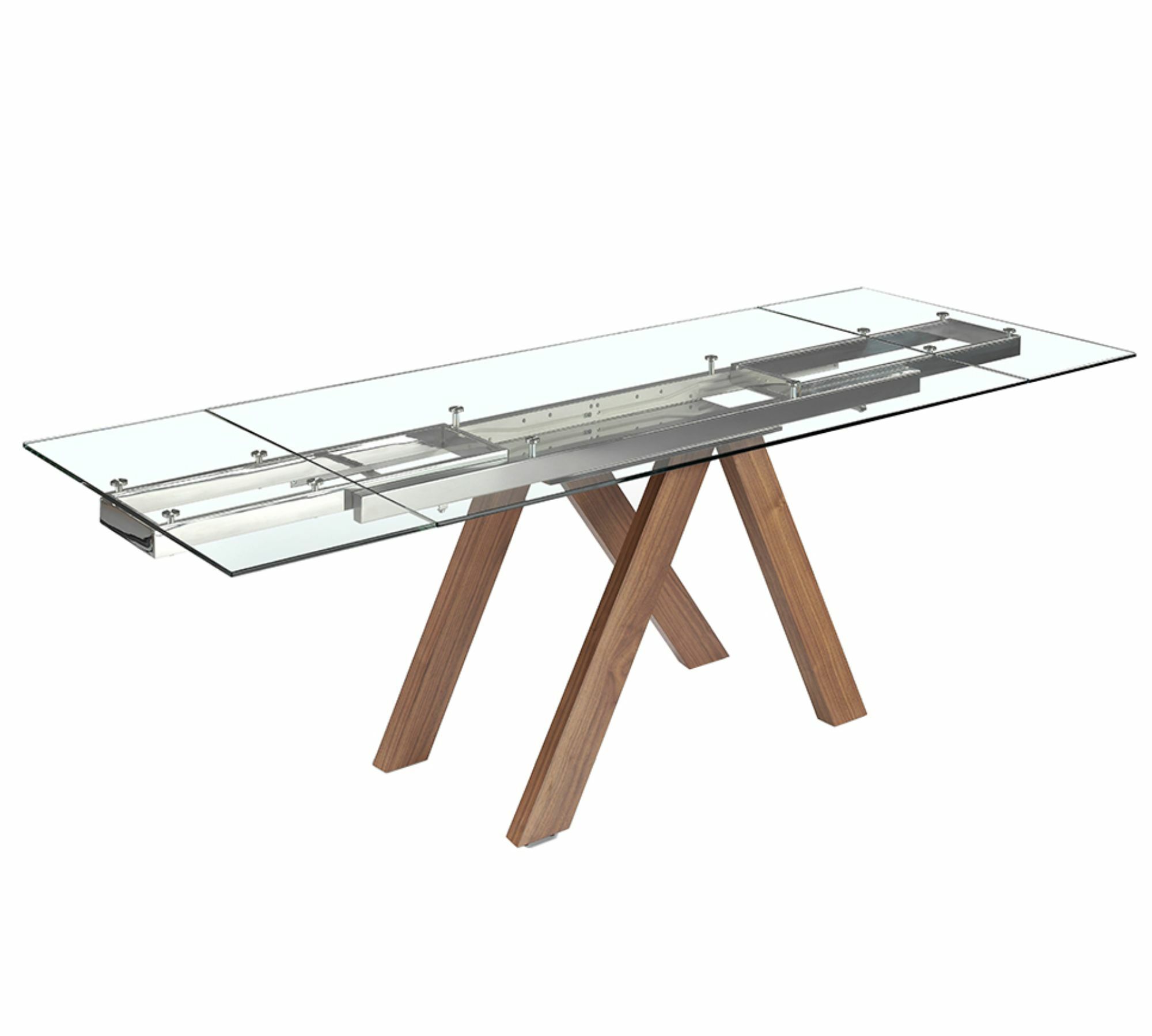 Ausziehbarer Esstisch Walnussholz Glas Braun 0