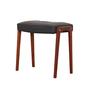 Vintage stool Teak wood Leather Black 1970s 0