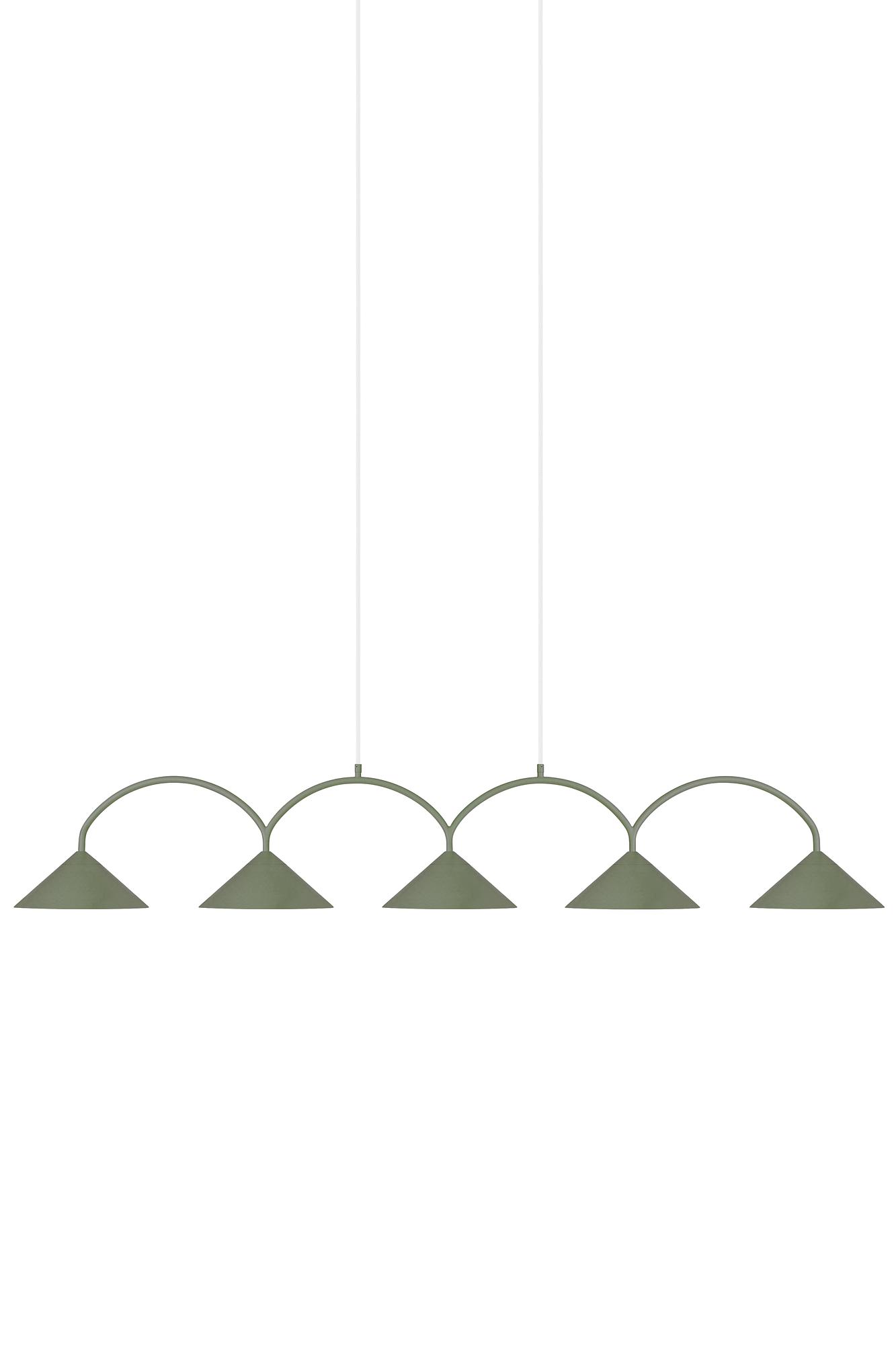 Curve 5 Pendelleuchte Metall Moosgrün mit weißen Kabeln 0