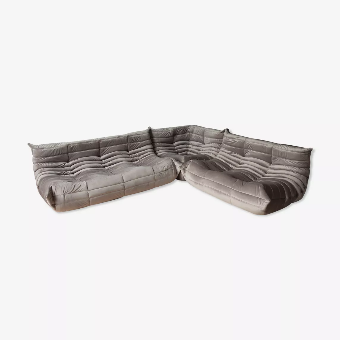 Togo Set Lounge 3 pezzi Velluto Grigio caldo 0