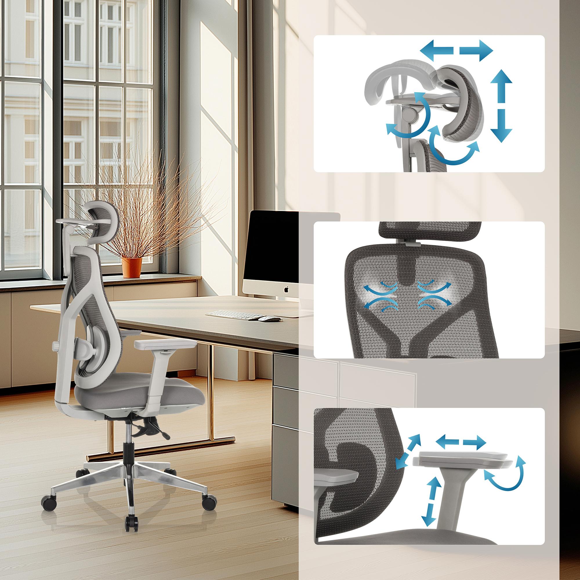 CASSILIS W Bürostuhl Netzstoff Grau 2