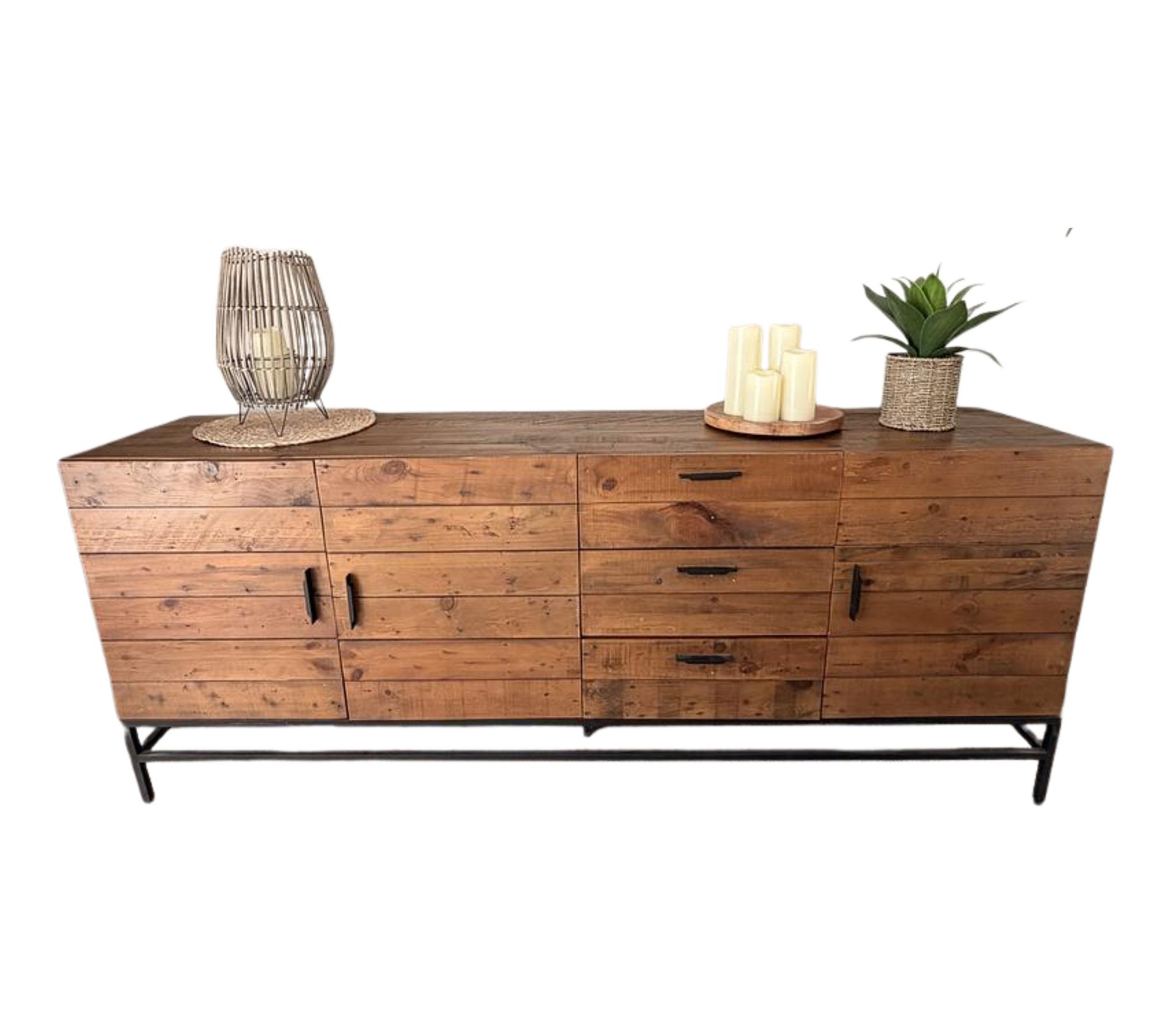 Grasby Sideboard Pinie Massivholz Braun Schwarz 0