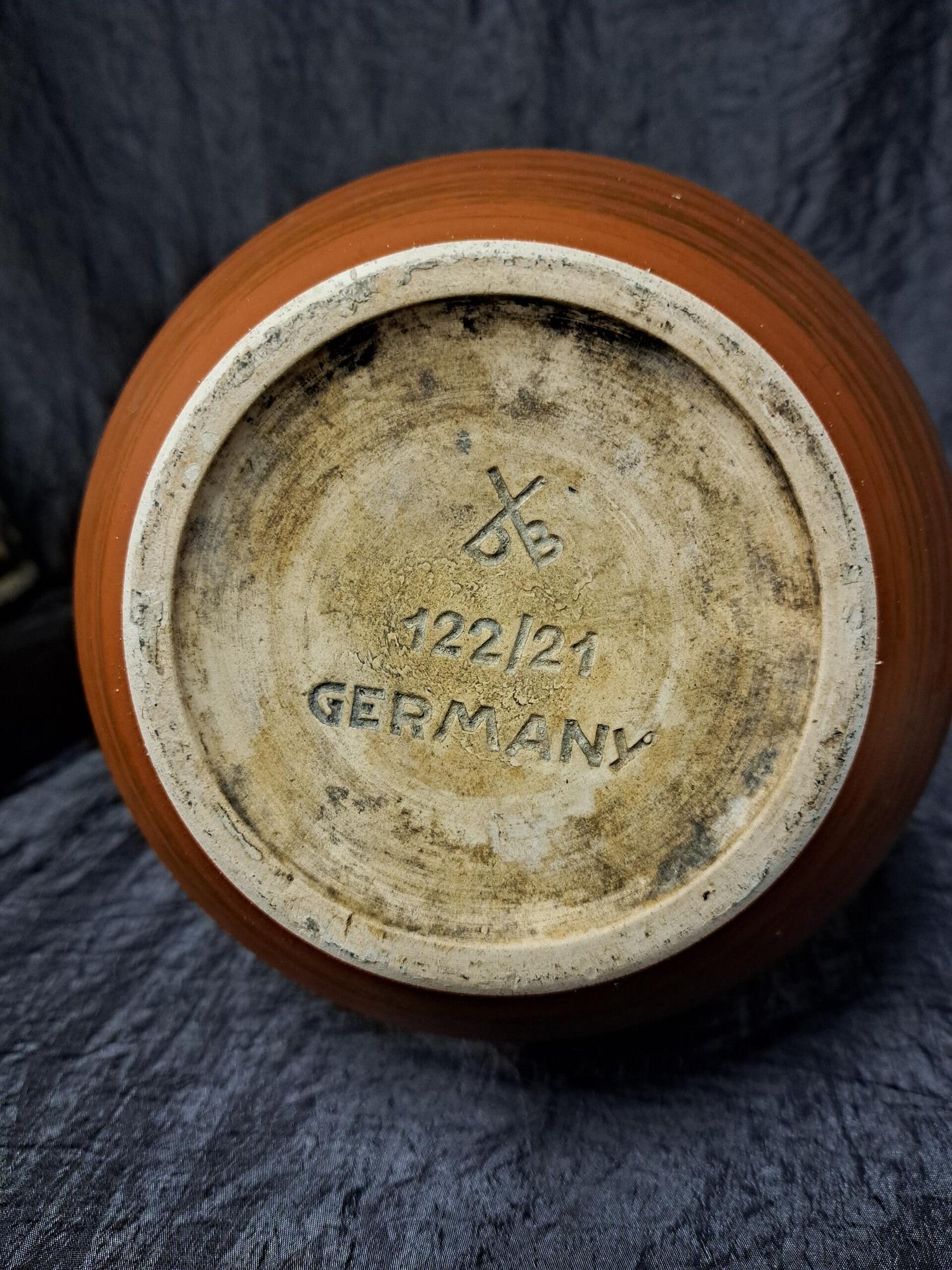 Vintage Vase Keramik Braun Weiß 3