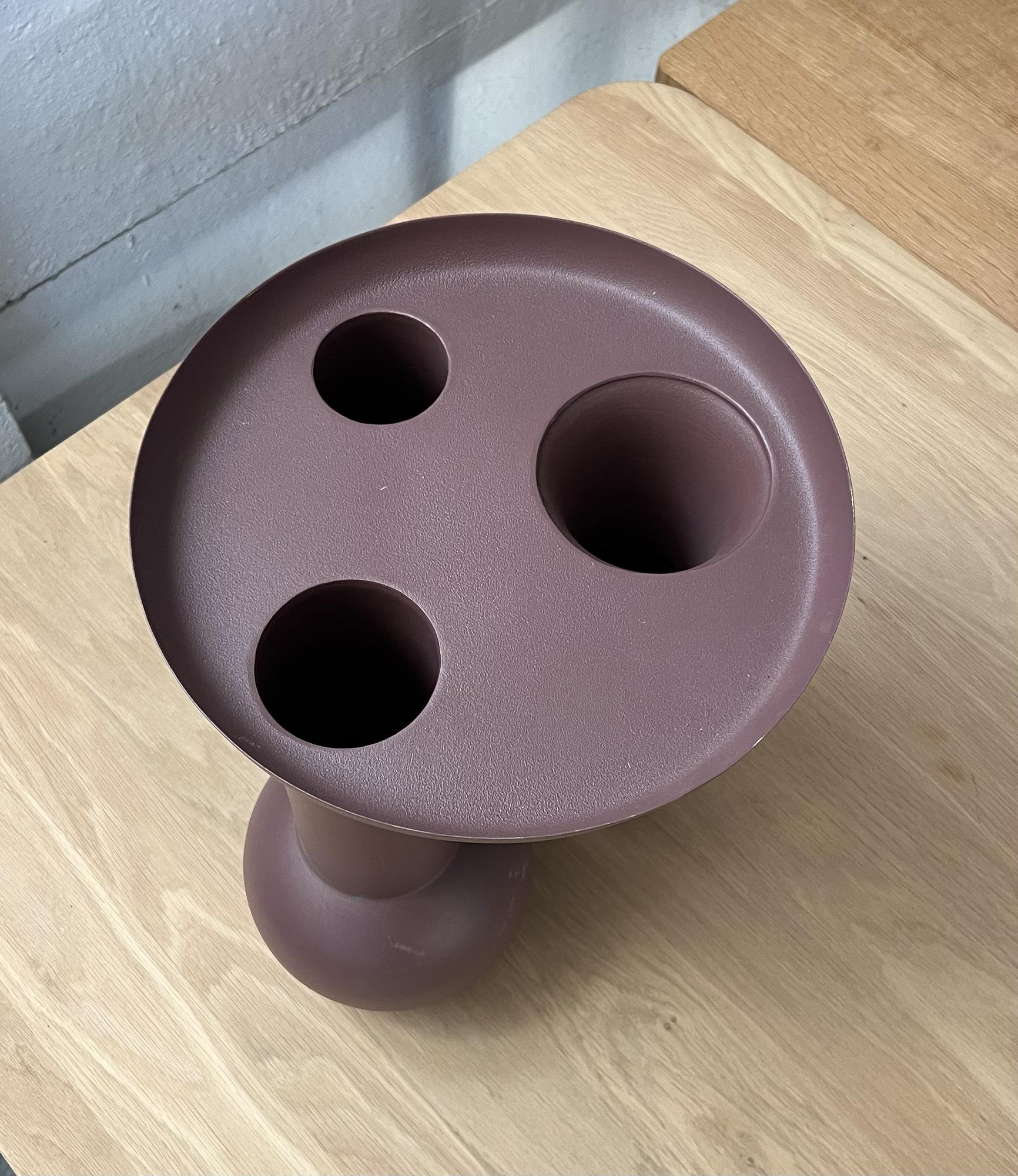 Vase mit Teller Polspotten Braun  2