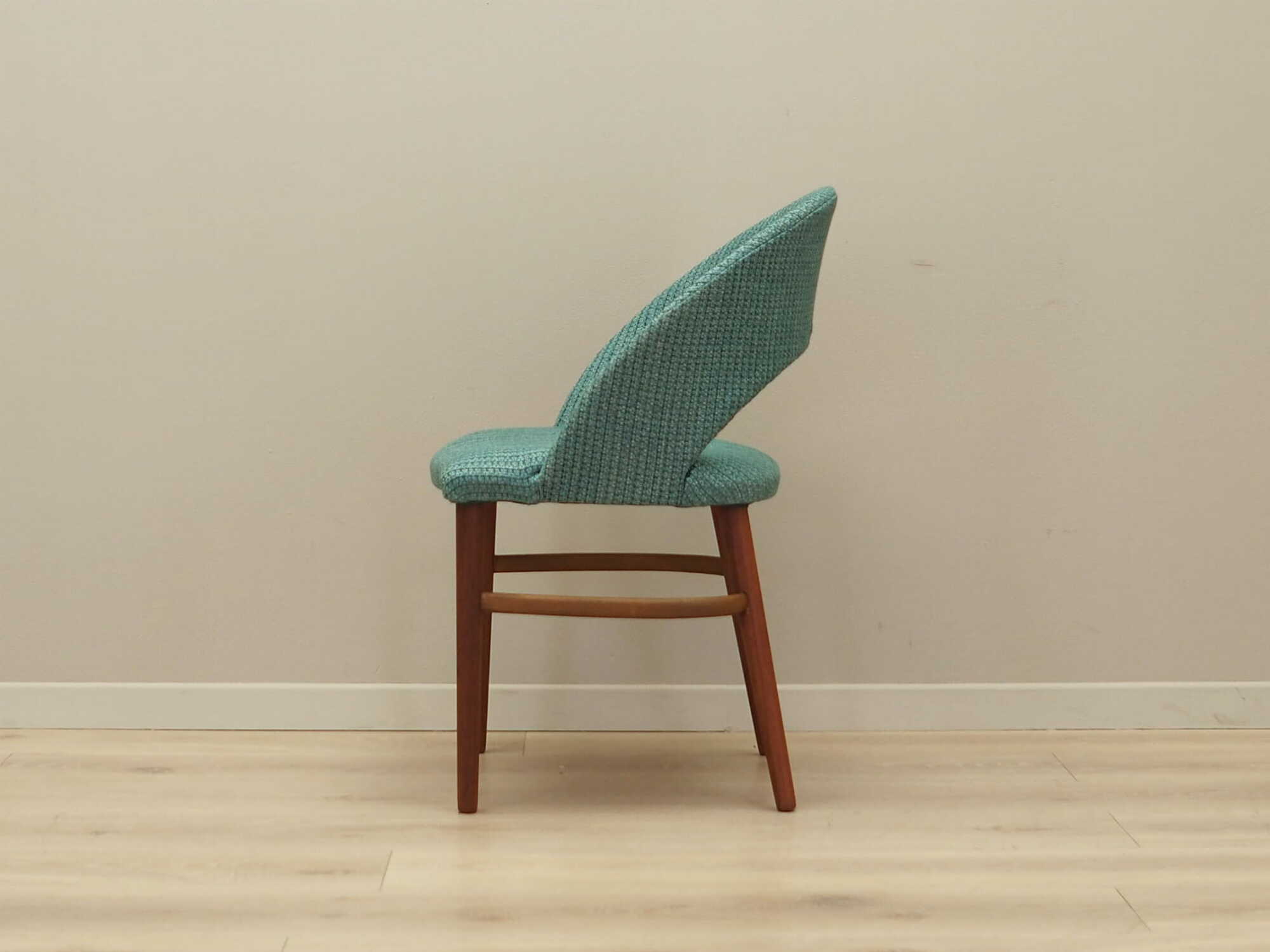 Vintage Stuhl Teakholz Textil Türkis 1970er Jahre  2