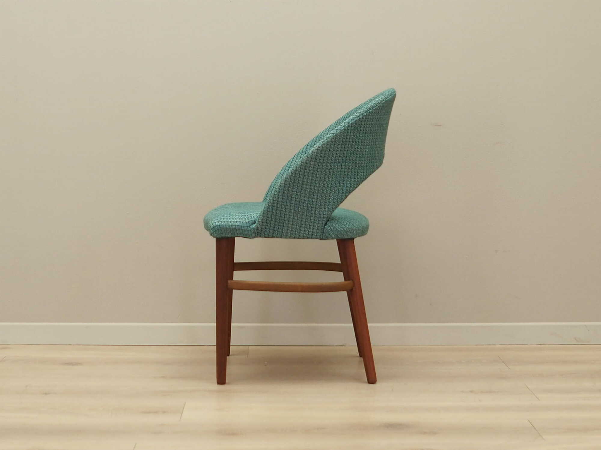 Vintage chair teak wood textile turquoise 1970s 2