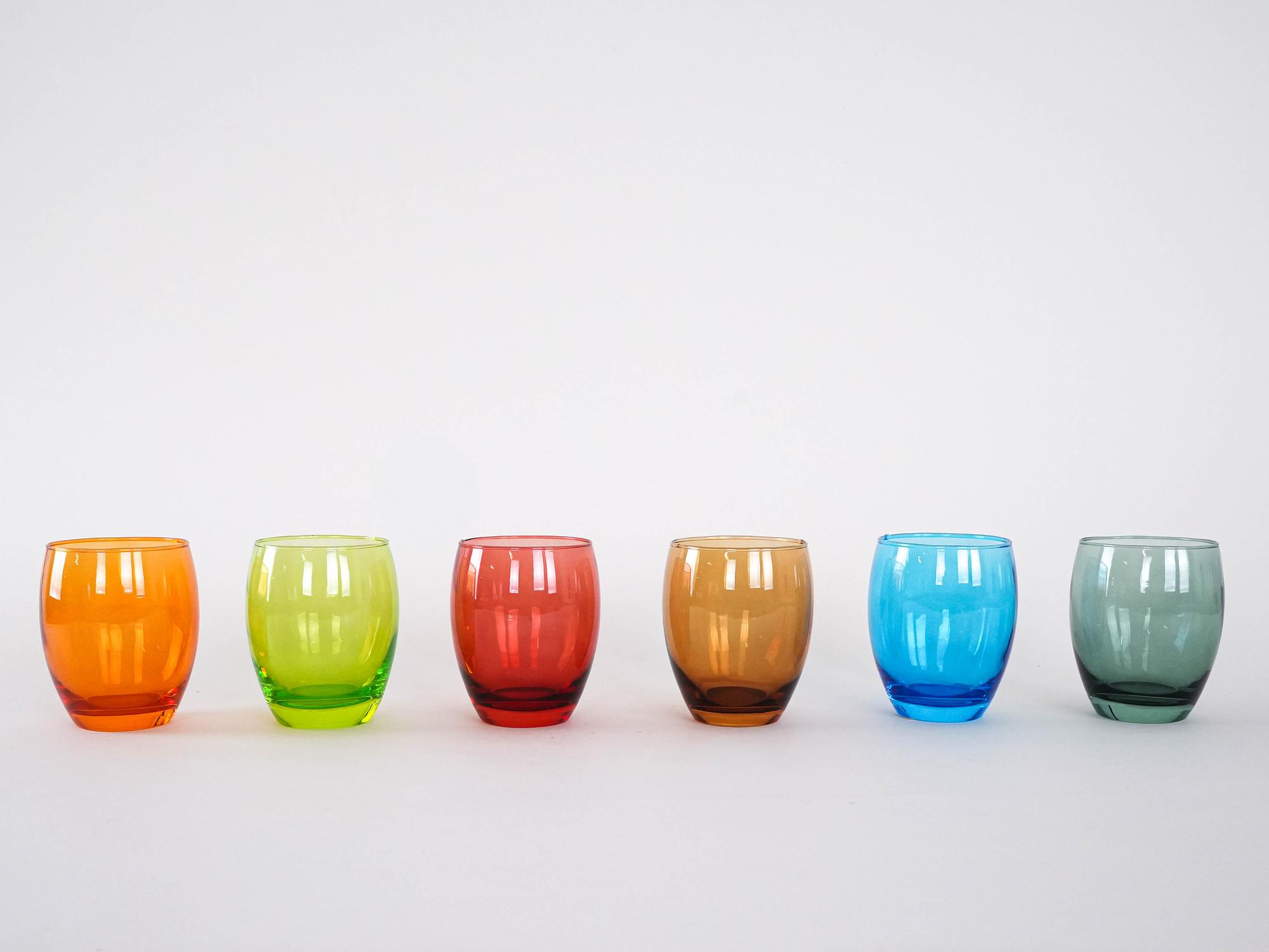 Glass Set Multicolored 1970s 2