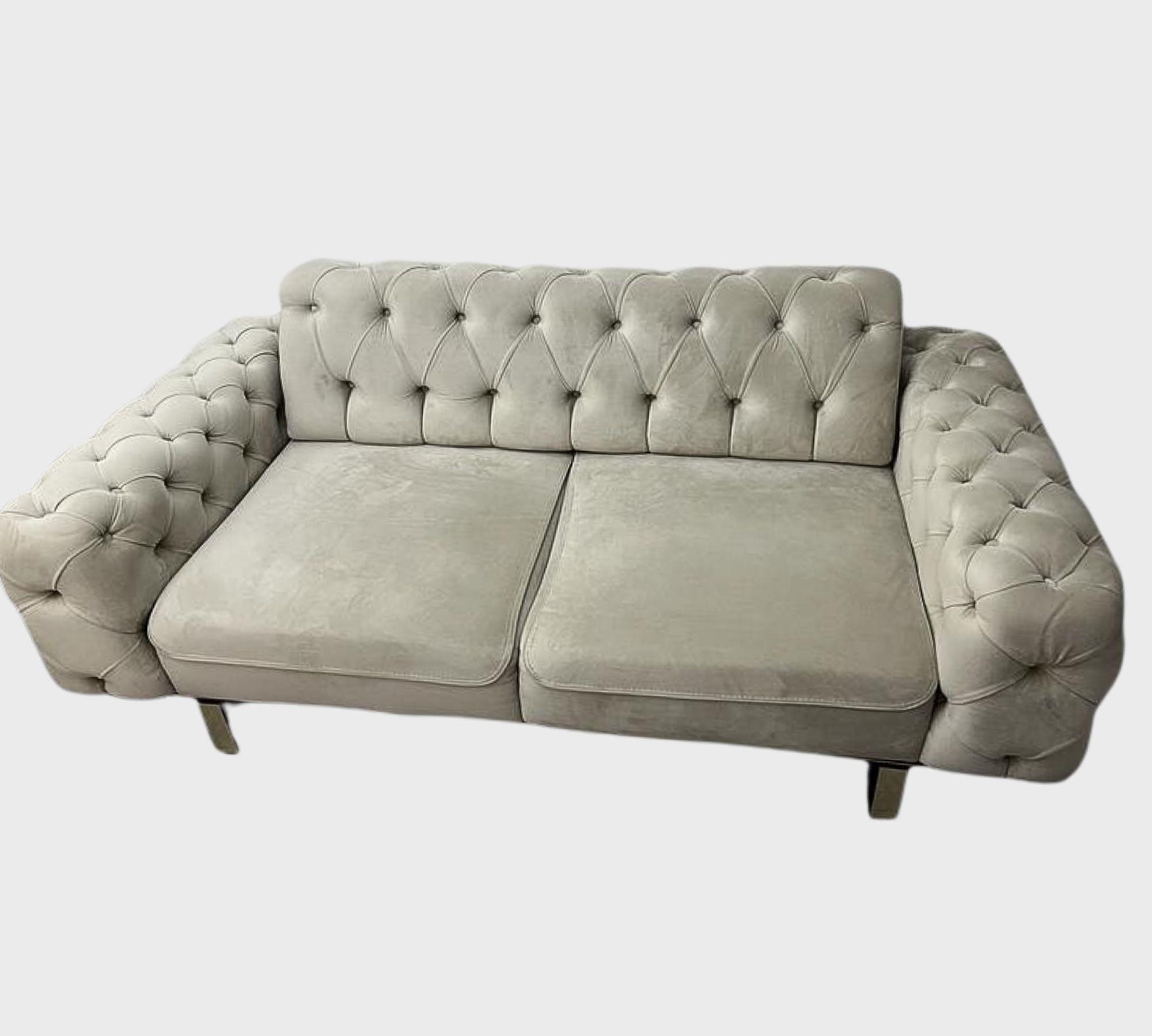 2x Sofa & Sessel Samt Beige 0