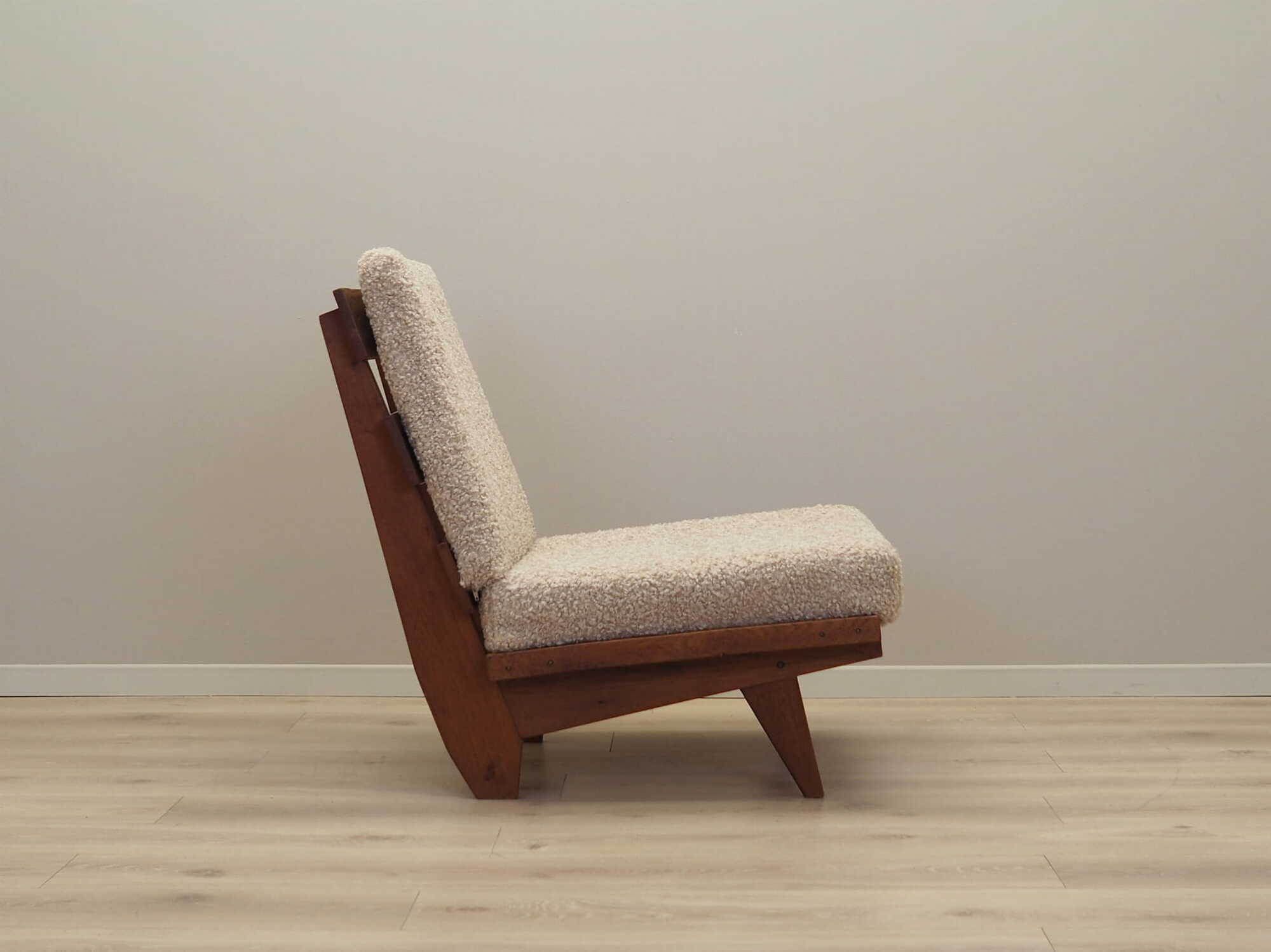 Vintage Sessel Textil Holz Weiß 1960er Jahre 7