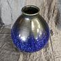 Vintage Vase Keramik Blau  1