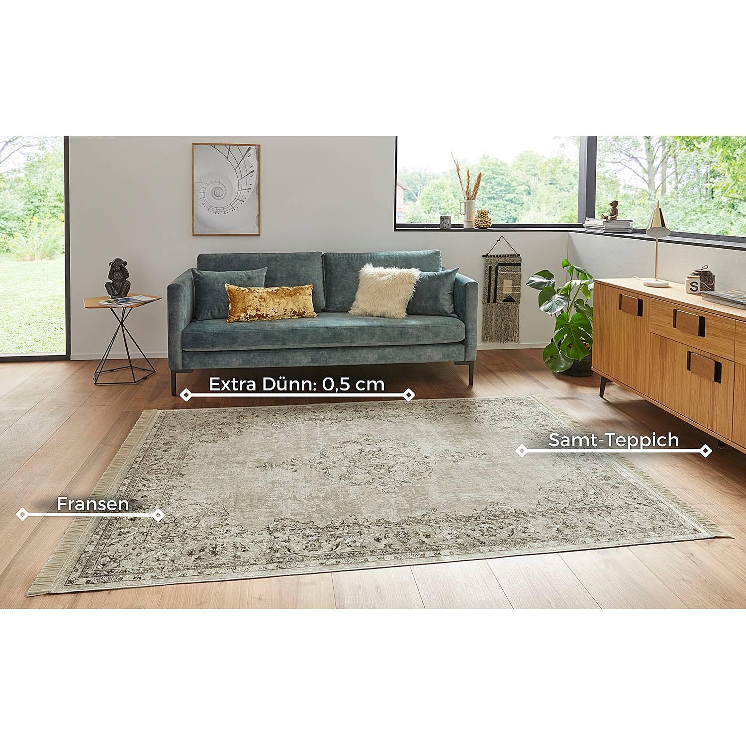 Oriental Teppich Baumwolle Creme 95 x 140 cm 4