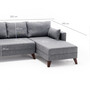 Schlafsofa Récamiere Rechts & Hocker Polyester Holz Grau 5