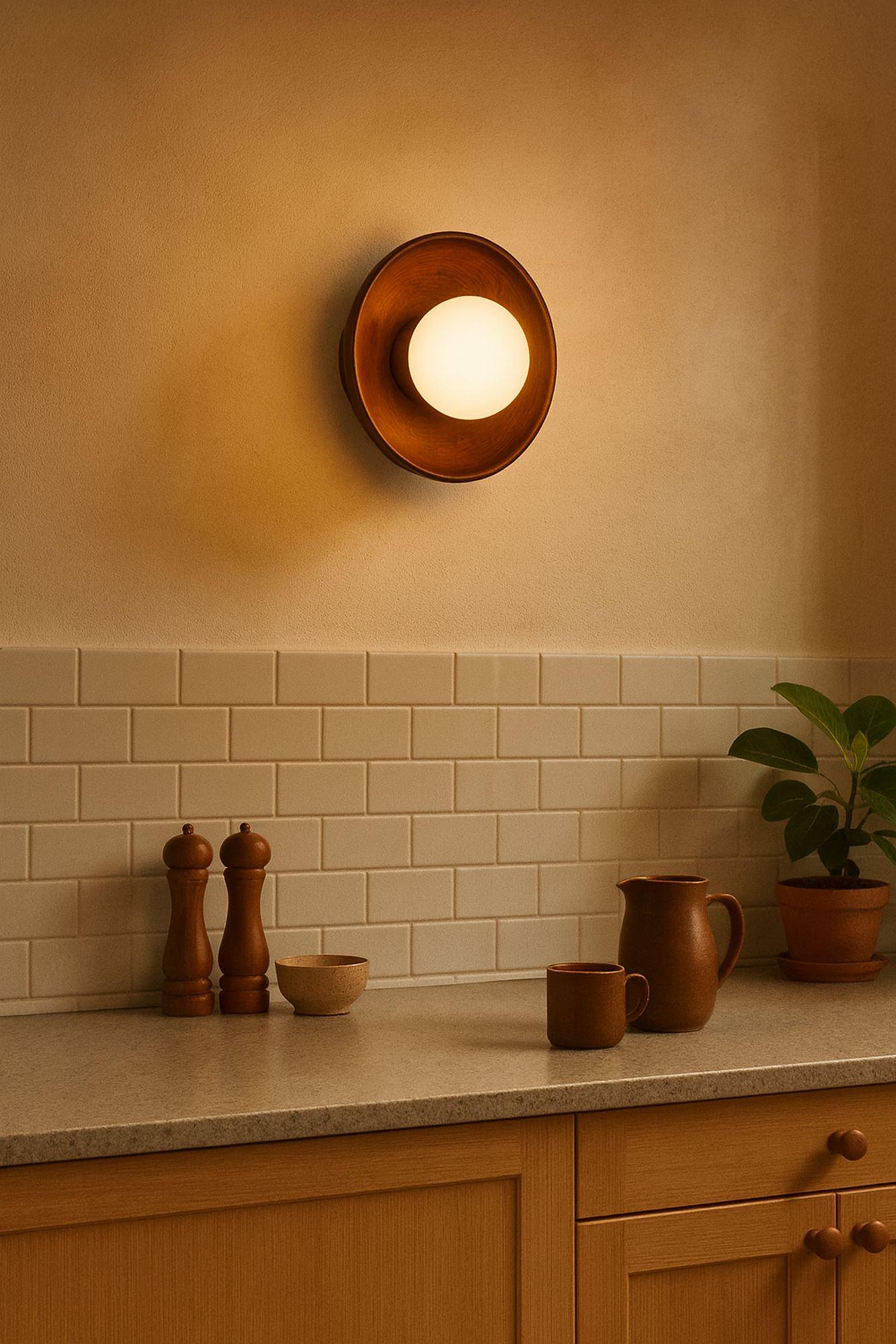 Hand Wall Lamp S Walnut Wood Brown 0