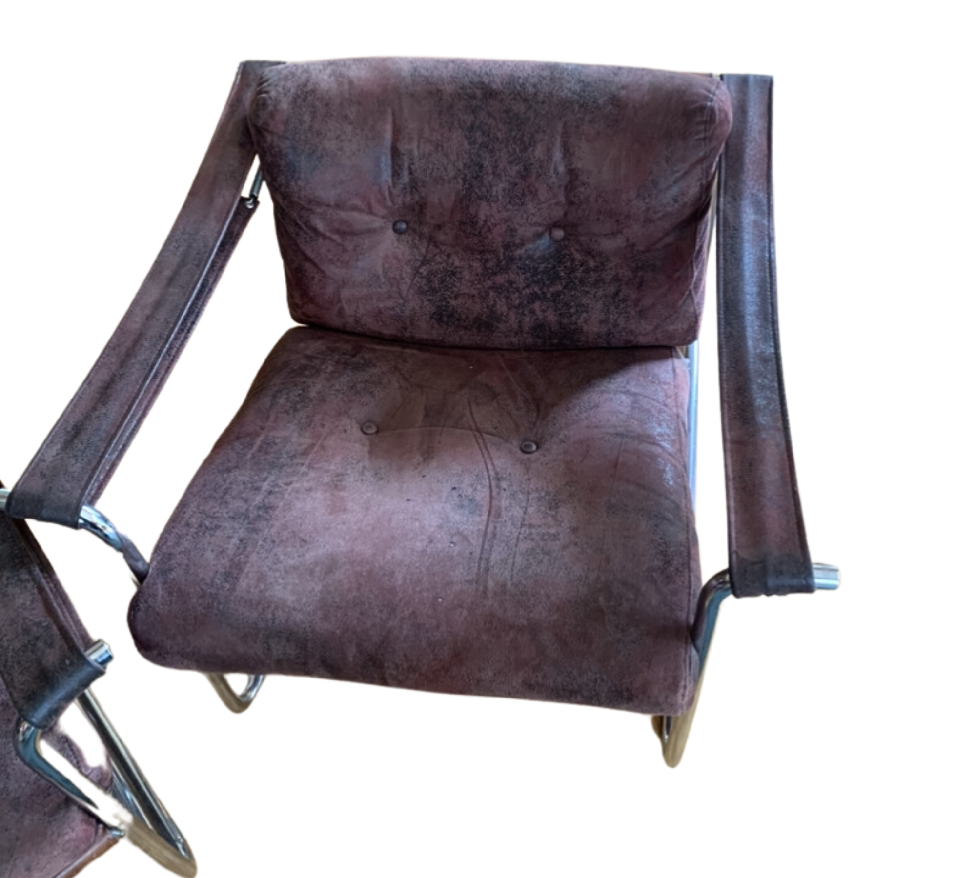 2x Sessel Stahl Leder Braun  5