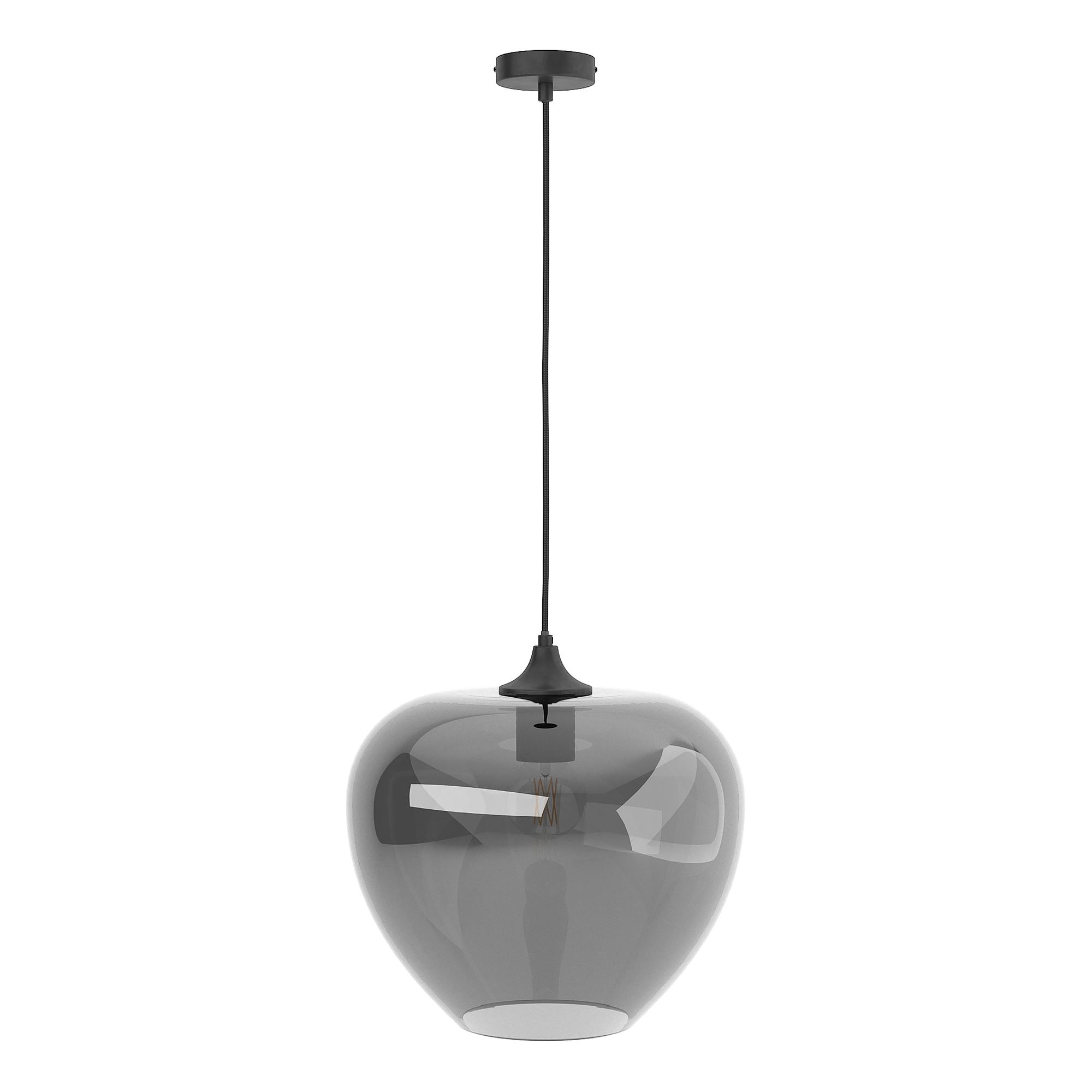 ARA 1-light pendant lamp smoked glass iron grey 1