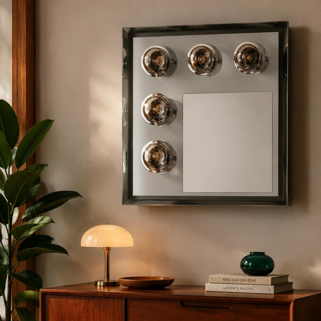 Wall lamp with mirror steel 1970s 11